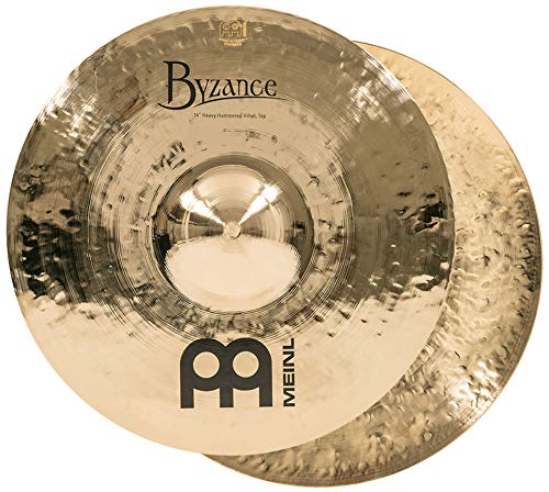 Meinl Cymbals Byzance Brillant Heavy Hammered Hihat 14 Zoll (Video) Schlagzeug Becken – Paar – (35,56cm) B20 Bronze, Brilliantes Finish (B14HHH-B) von Meinl Cymbals