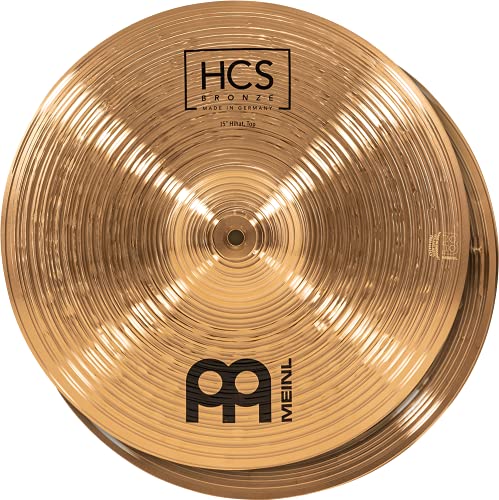 Meinl Cymbals HCS Bronze Hihat 15 Zoll (Video) Schlagzeug Becken – Paar – (38,10cm) B8 Bronze, Traditionelles Finish (HCSB15H) von Meinl Cymbals