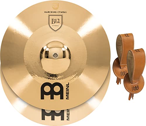 Meinl Cymbals MA-B12-16M Marschbecken Paar Medium B12 Bronze 40,6 cm (16 Zoll) inkl. BR5 Marschbeckenriemen von Meinl Cymbals