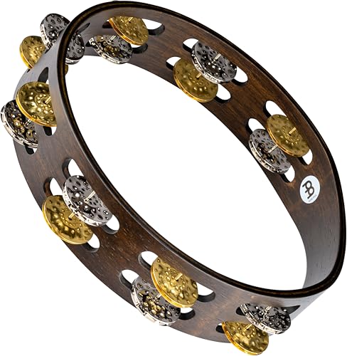 Meinl Percussion Vintage Wood Tambourine - 2-reihiges Tamburin - Durchmesser 10 Zoll - Siam Eiche / Messing und Stahl, Walnut Brown / Natur (TA2VM-WB) von Meinl Percussion