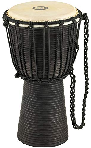 Meinl Percussion 20cm Rope Tuned Headliner Black River Series Wood Djembe Trommel - mit Ziegenfell - Musikinstrument für Kinder und Erwachsene, Mahagoni Holz (HDJ3-S) von Meinl Percussion