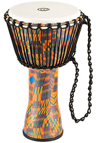 Meinl Percussion 25cm Rope Tuned Travel Series Djembe Trommel - Musikinstrument für Kinder und Erwachsene - Kenyan Quilt (PADJ2-M-F) von Meinl Percussion