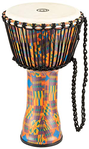 Meinl Percussion 25cm Rope Tuned Travel Series Djembe Trommel - mit Ziegenfell - Musikinstrument für Kinder und Erwachsene - Kenyan Quilt (PADJ2-M-G) von Meinl Percussion