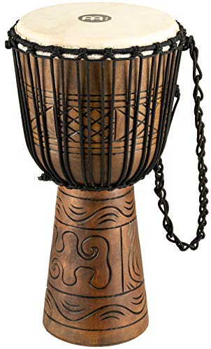 Meinl Percussion 30cm Rope Tuned Headliner Artifact Series Wood Djembe Trommel - mit Ziegenfell - Musikinstrument für Kinder und Erwachsene, Mahagoni Holz (HDJ17-L) von Meinl Percussion