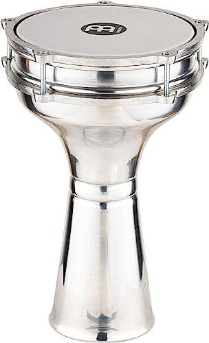 Meinl Percussion Aluminium Series Darbuka - Sehr große Handtrommel - Mit Kunststofffell - Durchmesser 8 Zoll - Aluminium, Silber (HE-104) von Meinl Percussion