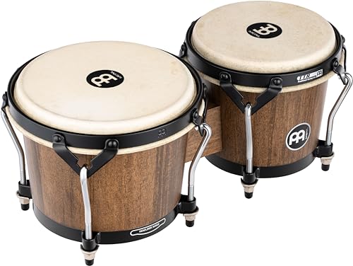 Meinl Percussion Bongos Headliner Wood - 2 Handtrommeln mit 6,75 und 8 Zoll - inkl. Stimmschlüssel - Siam Eiche, Braun (HTB100WB-M) von Meinl Percussion