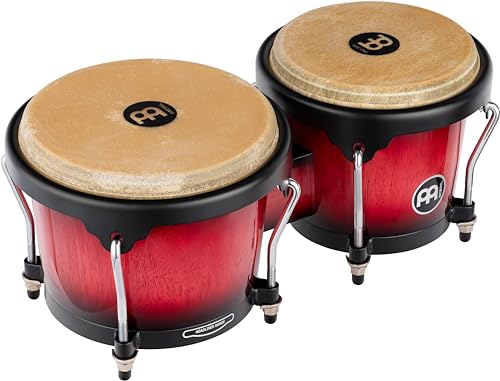 Meinl Percussion Bongos Headliner Wood - 2 Handtrommeln mit 6,75 und 8 Zoll - inkl. Stimmschlüssel - Siam Eiche, Rot (HB100WRB) von Meinl Percussion