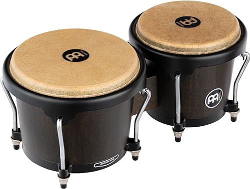 Meinl Percussion Bongos Headliner Wood - 2 Handtrommeln mit 6,75 und 8 Zoll - inkl. Stimmschlüssel - Siam Eiche, Schwarz (HB100VWB-M) von Meinl Percussion