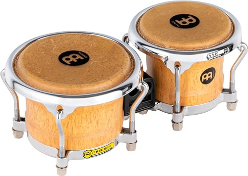 Meinl Percussion Bongos Mini Wood - 2 kleine Handtrommeln mit 3,5 und 4,25 Zoll - inkl. Stimmschlüssel - Siam Eiche, Natur (FWB100SNT-M) von Meinl Percussion