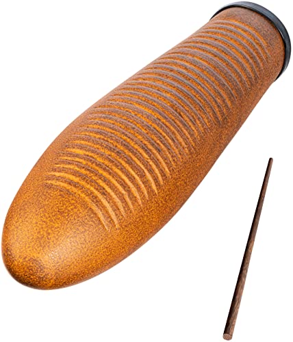 Meinl Percussion Guiro aus Fiberglas in brauner Oberfläche mit gepolsterten Grifflöchern – nicht in China hergestellt – Holzschaber inklusive, 2 Jahre Garantie (GU7BR) von Meinl Percussion