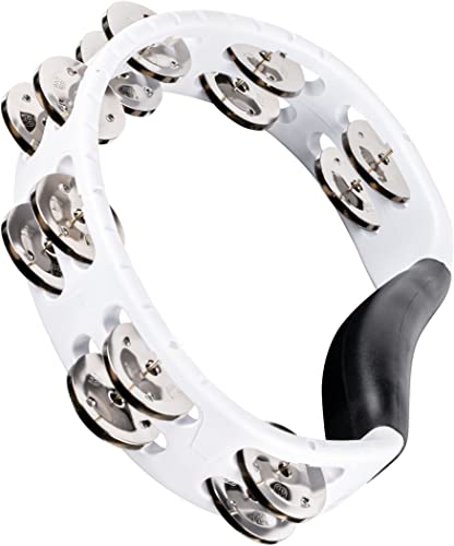 Meinl Percussion Headliner Hand Tambourine - 2-reihiges Tamburin - Mit gebogenem Griff - ABS Kunststoff / Stahl, Weiß / Silber (HTMT1WH) von Meinl Percussion