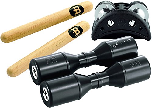 Meinl Percussion Perc Pack Set - Mit Luis Conte Live Shaker, Fußtamburin und 1 Paar Klanghölzer - Musikinstrument - Schwarz, Natur (PP-1) von Meinl Percussion