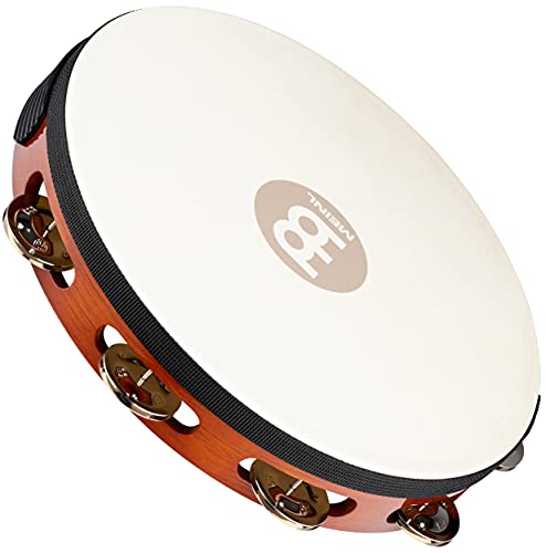 Meinl Percussion TAH1AB Headed Wood Tambourine mit Stahlschellen (1-reihig), 25,40 cm (10 Zoll) Durchmesser, african brown von Meinl Percussion