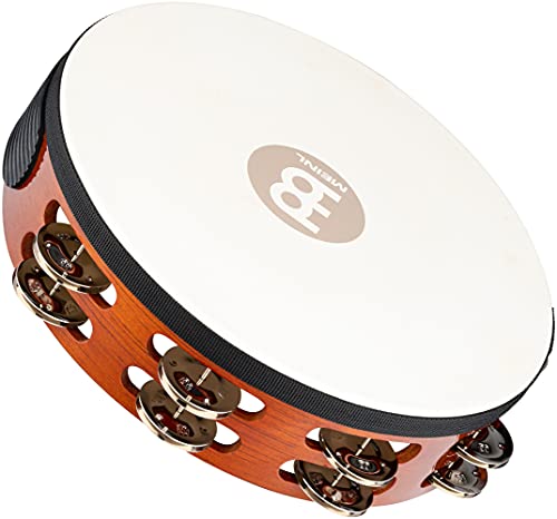 Meinl Percussion TAH2AB Headed Wood Tambourine mit Stahlschellen (2-reihig), 25,40 cm (10 Zoll) Durchmesser, african brown von Meinl Percussion