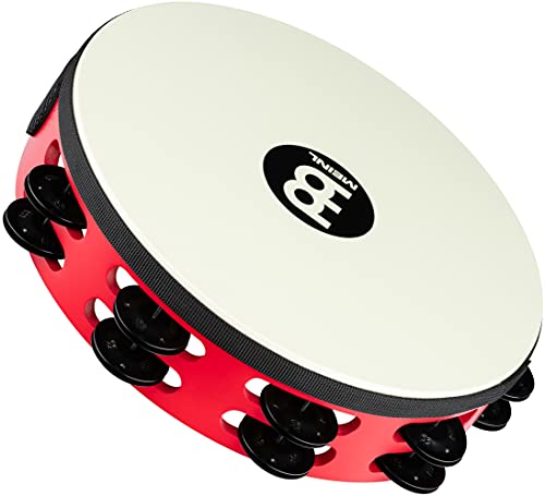 Meinl Percussion TAH2BK-R-TF Touring Tambourine mit Stahlschellen (2-reihig), 25,40 cm (10 Zoll) Durchmesser, rot von Meinl Percussion