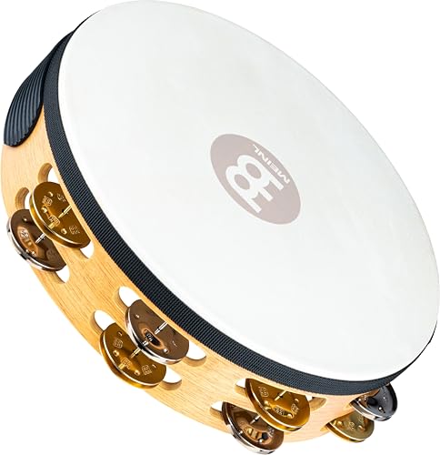 Meinl Percussion TAH2M-SNT Headed Recording-Combo Wood Tambourine (2-reihig), 25,40 cm (10 Zoll) Durchmesser, super natural von Meinl Percussion