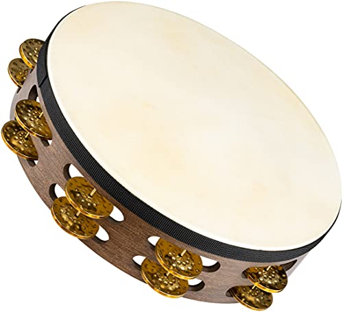 Meinl Percussion TAH2V-WB Vintage Goat Skin Wood Tambourine mit Messingschellen (2-reihig), 25,40 cm (10 Zoll) Durchmesser, walnut brown von Meinl Percussion