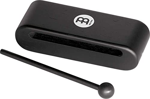 Meinl Percussion Wood Block Instrument - Mittelgroßes Schlaginstrument inkl. Holzschlägel - Siam Eiche, Schwarz (MWB1BK) von Meinl Percussion