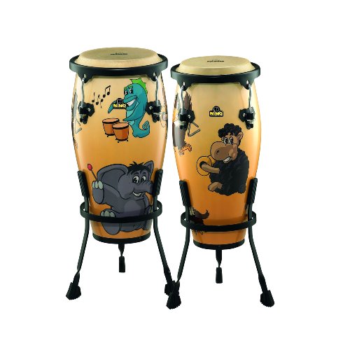 Nino Percussion NINO89MZ Designer Series Conga Set 20,3 & 22,9 cm (8 & 9 Zoll) Musical Zoo von Meinl Percussion