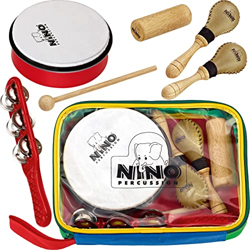 Nino Percussion NINOSET1 Percussion-Sortiment sechsteilig mit bunter Designtasche von Meinl Percussion