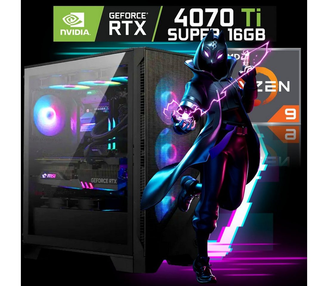 Meinpc 5900X RTX 4070 Ti 16G Gaming-PC (AMD Ryzen 9 5900X, Nvidia Geforce® RTX 4070 Ti Super 16GB, 32 GB RAM, 1000 GB SSD, Wasserkühlung, Wasserkühlung, RGB, Gaming, Gamer, Ryzen 9, RTX 4070 Ti Super) von Meinpc