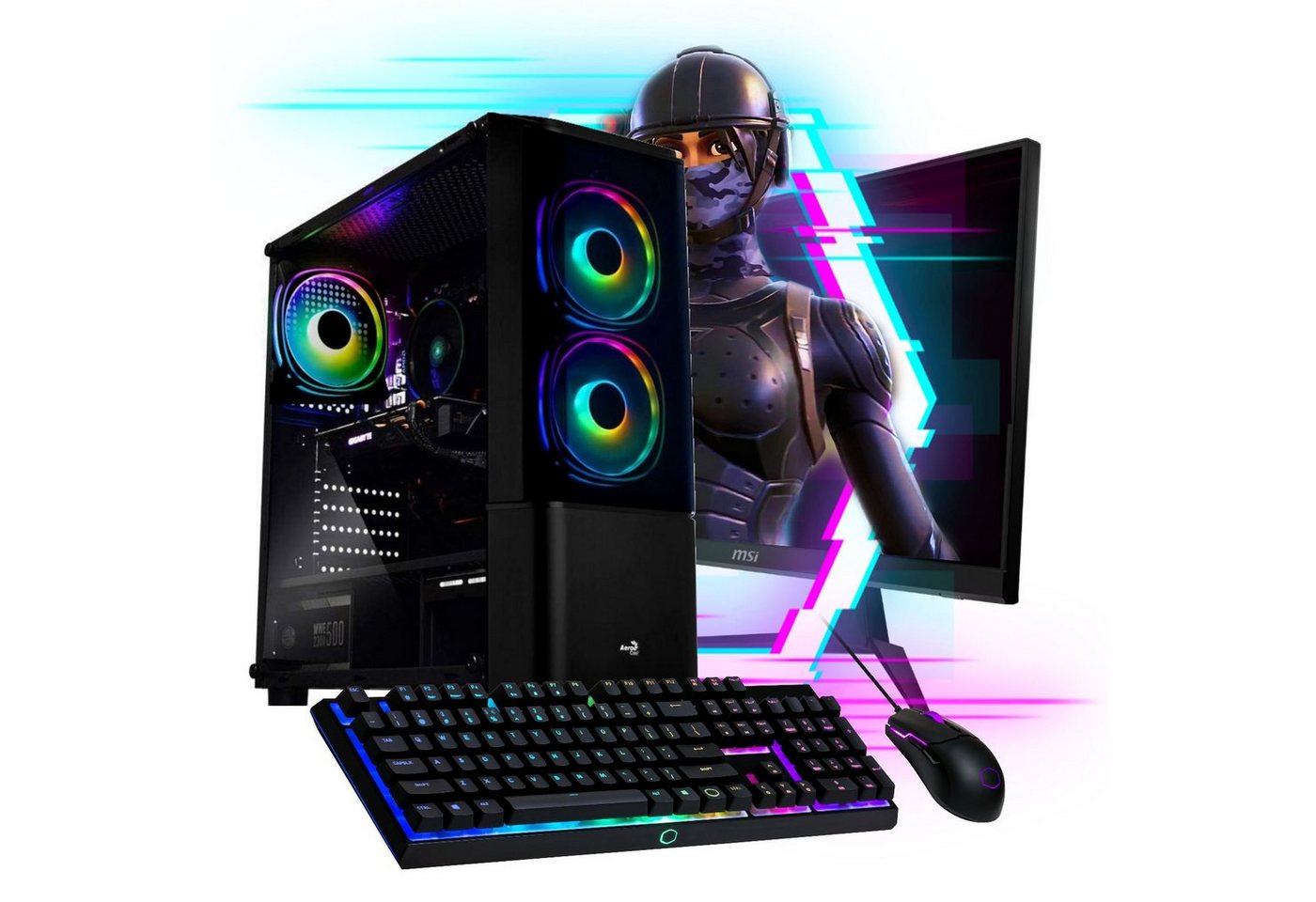 Meinpc Elite Set Ryzen 7 RTX [Quantum] Gaming-PC-Komplettsystem (27,00, AMD Ryzen 7 5700X, Nvidia Geforce® RTX 3060 12GB, 32 GB RAM, 2000 GB HDD, 512 GB SSD, Tastatur Maus Set, Wasserkühlung, Gaming, Gamer, Windows 11 Pro)" von Meinpc