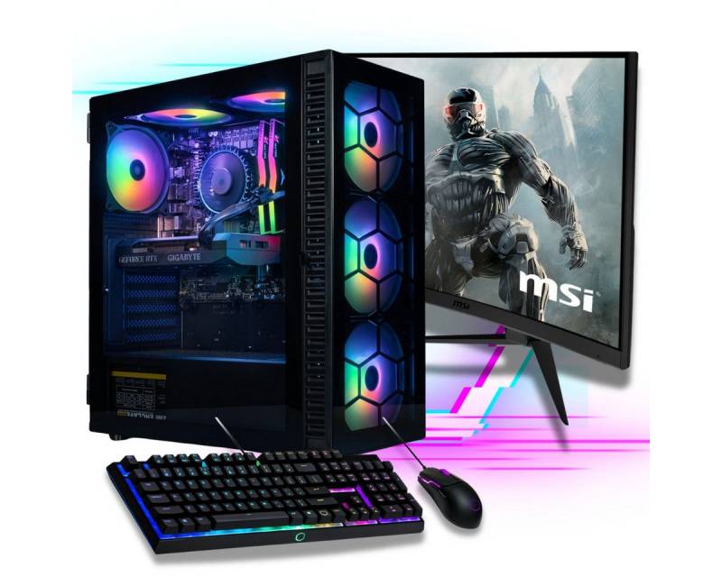 Meinpc AMD Ryzen 5 Set Gaming-PC-Komplettsystem (27,00", AMD Ryzen 5 5600GT, Radeon Vega, 32 GB RAM, 1000 GB SSD, Gaming, Gamer, RGB) von Meinpc