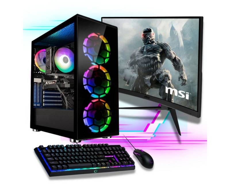 Meinpc AMD Ryzen 7 Set Gaming-PC-Komplettsystem (27,00", AMD Ryzen 7 5700G, Radeon, 32 GB RAM, 2000 GB HDD, 1000 GB SSD, Gaming, Gamer, RGB, Windows 11 Pro) von Meinpc