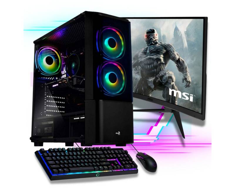 Meinpc AMD Ryzen 7 Set Gaming-PC-Komplettsystem (27,00", AMD Ryzen 7 5700G, AMD Radeon, 32 GB RAM, 2000 GB HDD, 1000 GB SSD, Gaming, Gamer, RGB, Windows 11 Pro) von Meinpc