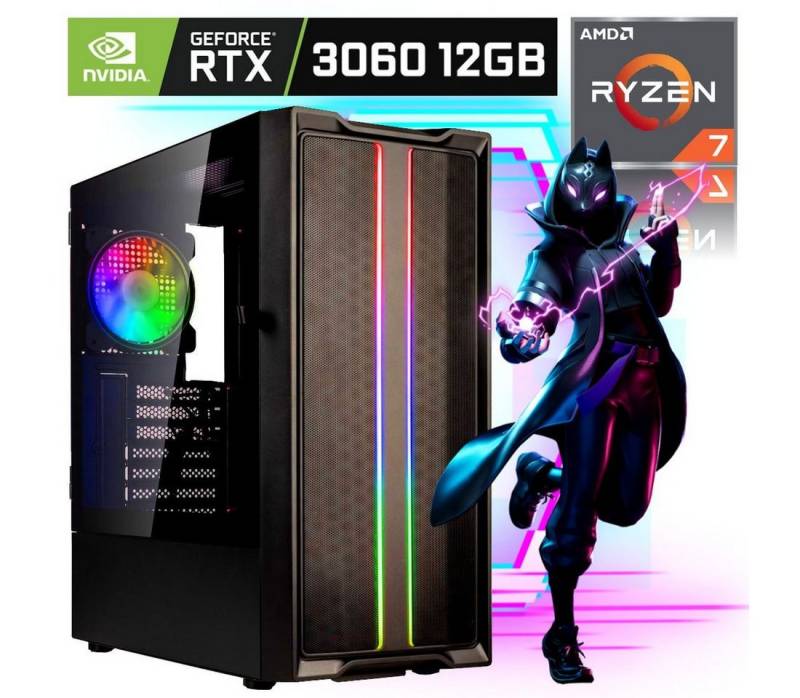 Meinpc Liquid 5700X RTX 3060 Gaming-PC (AMD Ryzen 7 5700X, Nvidia Geforce® RTX 3060 12GB, 32 GB RAM, 2000 GB HDD, 500 GB SSD, Wasserkühlung, Windows 11 Pro) von Meinpc