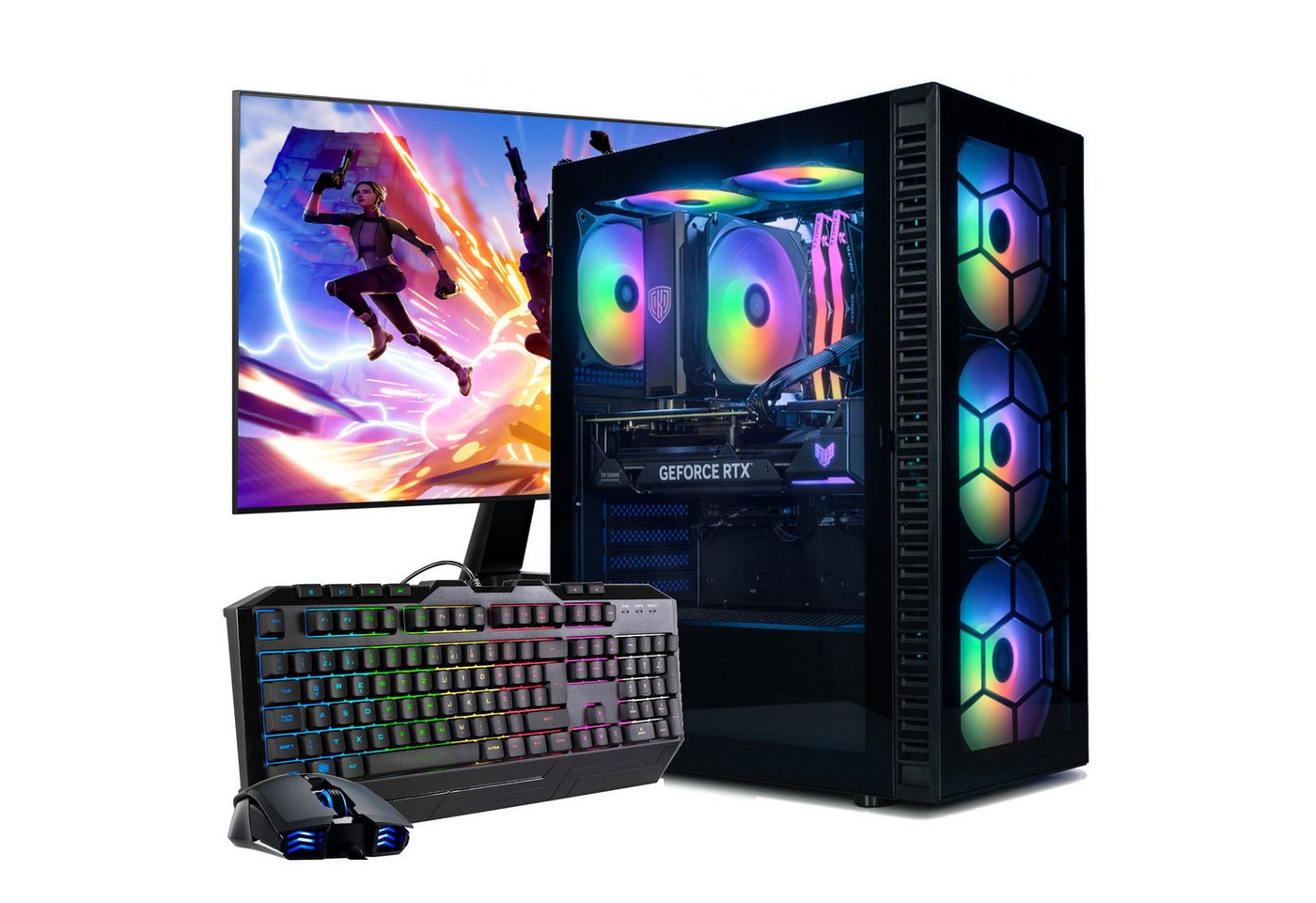 Meinpc Pro Set i9 RTX 4060 2K Gaming-PC-Komplettsystem (27,00, Intel Core i9 11900K, Nvidia GeForce RTX 4060, 32 GB RAM, 2000 GB SSD, Gamer, Gaming, Windows 11 Pro, RGB)" von Meinpc