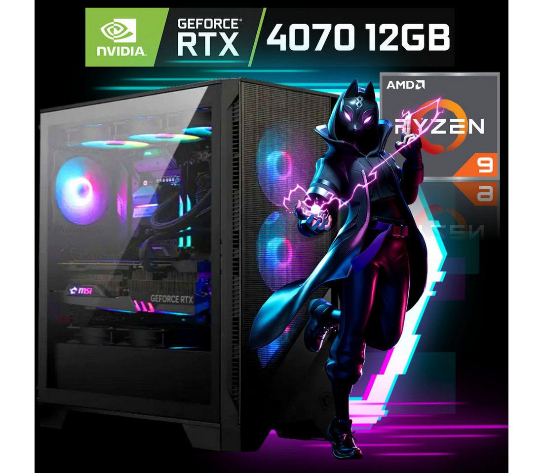 Meinpc Ryzen 9 5950X RTX 4070 Gaming-PC (AMD Ryzen 9 5900X, Nvidia GeForce RTX 4070, 32 GB RAM, 1000 GB SSD, Wasserkühlung, Wasserkühlung, RGB, Gaming, Gamer, Windows 11 Pro, Ryzen 9, RTX 4070) von Meinpc