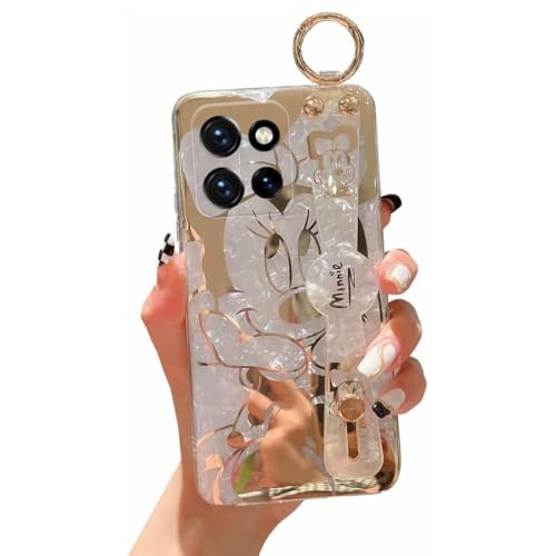 Meishangmei Schutzhülle für Motorola Moto G 5G 2025, 17 cm (6,7 Zoll), niedlich, mit Handschlaufe, Ständer, Glitzer, Cartoon, IMD, weiches TPU, stoßfest, Schutzhülle für Mädchen und Frauen – Minnie von Meishangmei