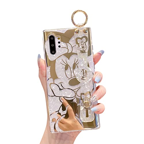 Meishangmei Schutzhülle für Samsung Galaxy Note 10 Plus, 17.3 cm (6.3 Zoll), glitzerndes Bling mit Riemen, Ständer, niedliches Muster, stoßfest, Glitzer-Schutzhülle für Mädchen und Frauen – Minnie von Meishangmei