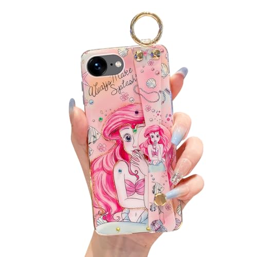 Meishangmei Schutzhülle für iPhone 16e 2025 mit Handschlaufe, Ständer, Glitzer, niedliches Cartoon-Muster, funkelnd, weich, langlebig, stoßfest, für Mädchen und Frauen – Meerjungfrau Meishangmei Schutzhülle für iPhone 16e 2025 mit Handschlaufe, Ständer, Glitzer, niedliches Cartoon-Muster, funkelnd, weich, langlebig, stoßfest, für Mädchen und Frauen – Meerjungfrau von Meishangmei