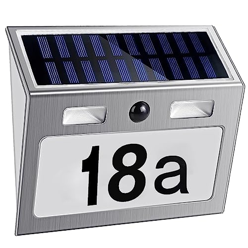 Meision Solarlampen für Außen mit Bewegungsmelder, Solar Beleuchtete Hausnummer mit 7 LEDs, Edelstahl Solarhausnummer IP44 Wasserdicht 120°Beleuchtungswinkel, mit Schalter, Nummern, Buchstaben Meision Solarlampen für Außen mit Bewegungsmelder, Solar Beleuchtete Hausnummer mit 7 LEDs, Edelstahl Solarhausnummer IP44 Wasserdicht 120°Beleuchtungswinkel, mit Schalter, Nummern, Buchstaben von Meision