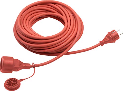 Meister Schutzkontakt-Verlängerung - 10 m Kabel - rot - Gummischlauchleitung - IP44 Außenbereich / Kupplung mit Berührungsschutz / Schuko-Verlängerung / 7435070 von Meister