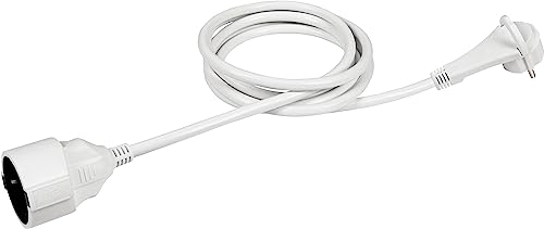 Meister Schutzkontakt-Verlängerung - Extraflacher Stecker - 2 m Kabel - weiß - IP20 Innenbereich / Kupplung mit Berührungsschutz / Schuko-Verlängerung mit Flachstecker / Stromkabel / 7432270 von Meister
