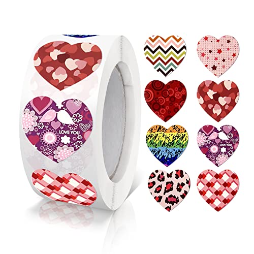 Aufkleber Herz Rot 8 Designs Selbstklebende Herzform Etiketten Rolle 25mm klein Farbkodierung Heart Sticker liebe für Hochzeiten Scrapbooking Geschenke dekoration 500 Stück von Meitaat