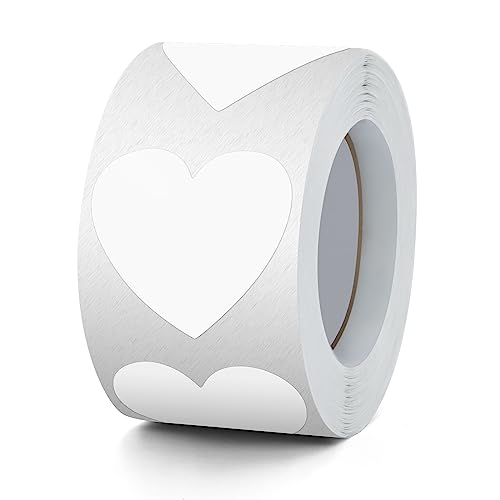 Aufkleber Herz Weiß Selbstklebende Herzform Etiketten Rolle 38mm klein Farbkodierung Heart Sticker für Hochzeiten Scrapbooking Geschenke Valentinstag 500 Stück von Meitaat