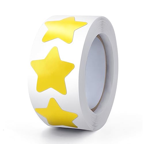 Gelb Sterne Aufkleber Rolle 2.5cm Klein Selbstklebende Sterne Etiketten Weihnachts Star Sticker belohnungsaufkleber Deko für Kinder Lehrer Business 500 Stück von Meitaat