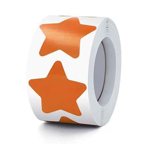 Orange Sterne Aufkleber Rolle 3.8cm Groß Selbstklebende Sterne Etiketten Weihnachts Star Sticker belohnungsaufkleber Deko für Kinder Lehrer Business 500 Stück von Meitaat