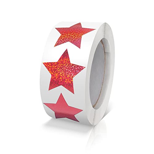 Rot Sterne Aufkleber Rolle 2.5cm Klein Selbstklebende Glänzende Etiketten Weihnachts Sterne Funkelnde Aufkleber Star Sticker Sterne Glitzer Deko Scrapbooking 500 Stück von Meitaat