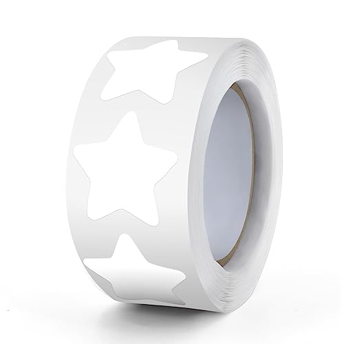 Weiß Sterne Aufkleber Rolle 2.5cm Klein Selbstklebende Sterne Etiketten Weihnachts Star Sticker belohnungsaufkleber Deko für Kinder Lehrer Business 500 Stück von Meitaat
