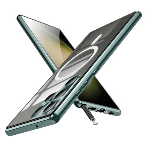 MeiyueEr Hülle für Samsung Galaxy S22 Ultra 5G,Kompatibel mit MagSafe -Slim Handyhülle Metallrahmen Metall Case + Kameraschutz Eingebaut - Magnetic Grün von MeiyueEr