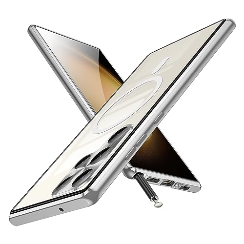 MeiyueEr Hülle für Samsung Galaxy S23 Ultra 5G,Kompatibel mit MagSafe -Slim Handyhülle Metallrahmen Metall Case + Kameraschutz Eingebaut - Slim Silber von MeiyueEr