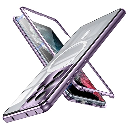 MeiyueEr Magnetische Hülle für Samsung Galaxy S21 Ultra 5G,Kompatibel mit MagSafe -Slim Handyhülle Metallrahmen Metall Case + Kameraschutz Eingebaut - Violett von MeiyueEr