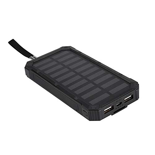 Solar Power Bank, Ladegerät Power Bank unterstützt Solar-Schnellladung für den Außenbereich für die Schule für Reisen zu Hause(Black) von Meiyya