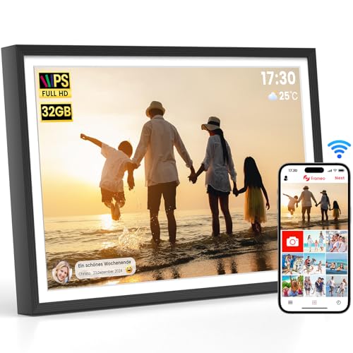 10,1 Zoll Digitaler Bilderrahmen WLAN mit 32GB Speicher, HD 1280x800 IPS Touchscreen Digital Photo Frame mit Auto-Rotate, Elektronischer Bilderrahmen für Einfache Weitergabe von Fotos Videos über Fram 10,1 Zoll Digitaler Bilderrahmen WLAN mit 32GB Speicher, HD 1280x800 IPS Touchscreen Digital Photo Frame mit Auto-Rotate, Elektronischer Bilderrahmen für Einfache Weitergabe von Fotos Videos über Fram von Mejasg