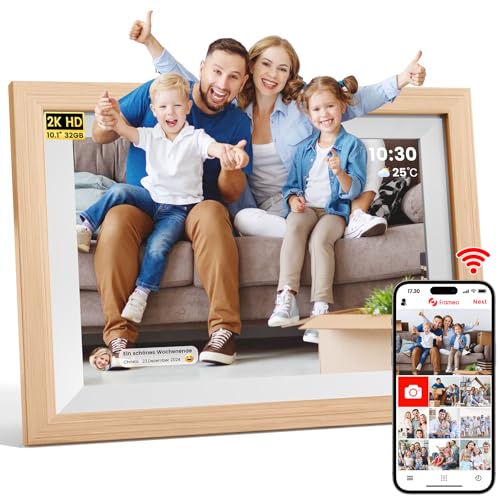 2K HD Digitaler Bilderrahmen WLAN, 10,1 Zoll 32 GB LED Auto-Rotat Digital Frame mit IPS-Touchscreen & Kalender Wetter, Teilen Sie Fotos und Videos mit Ton Sofort über FRAMEO von überall, Eichenholz 2K HD Digitaler Bilderrahmen WLAN, 10,1 Zoll 32 GB LED Auto-Rotat Digital Frame mit IPS-Touchscreen & Kalender Wetter, Teilen Sie Fotos und Videos mit Ton Sofort über FRAMEO von überall, Eichenholz von Mejasg